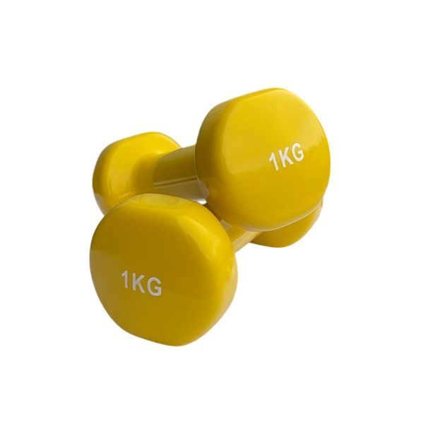 Гантель для фитнеса с виниловым покрытием Generation Fintess FF51D3B-1kg (желтая) FF51D3B-1kg yellow фото