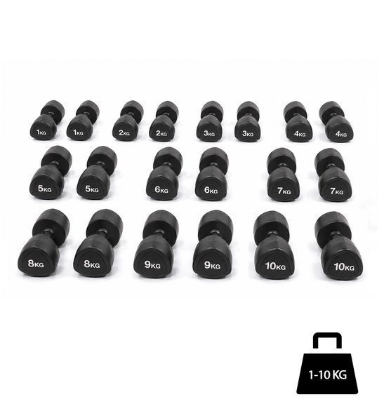 Гантельний ряд 1-10 кг Generation Fitness FF51D6C-1-10kg (уретан) зі стійкою "ялинка" DR17 FF51D6C-1-10+DR17 фото