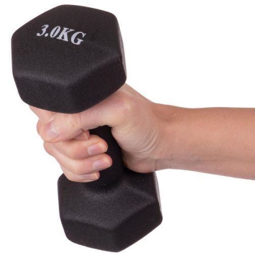 Гантель для фітнесу з неопреновим покриттям Generation Fitness FF51D4A-3kg (чорний) FF51D4A-3kg black фото