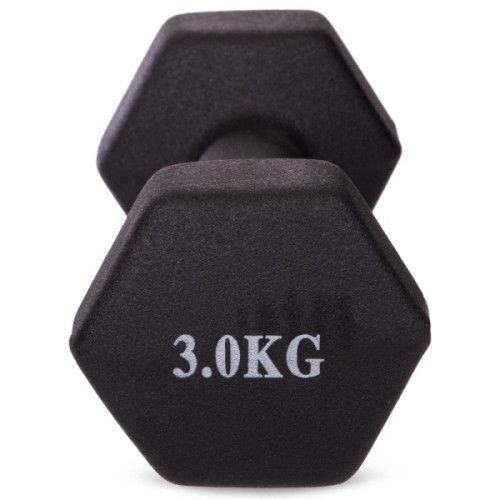Гантель для фітнесу з неопреновим покриттям Generation Fitness FF51D4A-3kg (чорний) FF51D4A-3kg black фото
