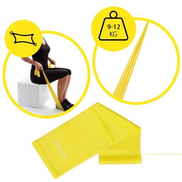 Стрічка-еспандер 9-12 кг 200х15х0.5 см M yellow Generation Fitness M yellow фото