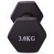 Гантель для фітнесу з неопреновим покриттям Generation Fitness FF51D4A-3kg (чорний) FF51D4A-3kg black фото 3
